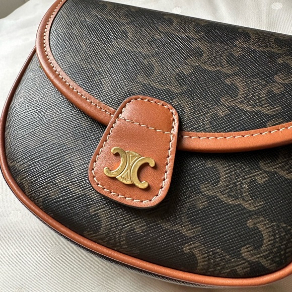 CELINE Mini Besace Crossbody in Triomphe Canvas & Calfskin Tan - Picture 9 of 9
